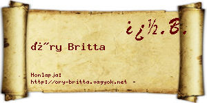 Őry Britta névjegykártya